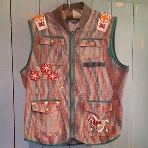 Double D Ranch Multicolor Embroidered Vest. Zip Front. Amazing.